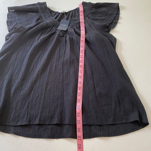 Lucky Brand Black Flutter Sleeve Blouse Women’s Large NWT - Picture 6 of 6
